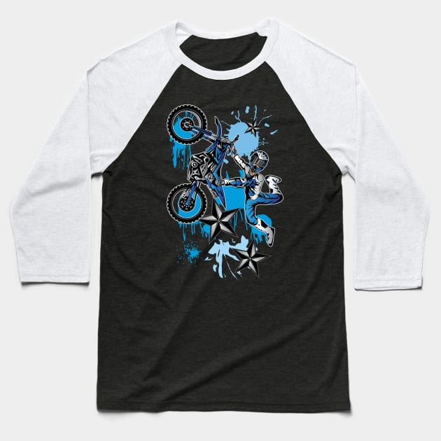 STAR SPLATTER DIRTBIKER Baseball T-Shirt by OffRoadStyles